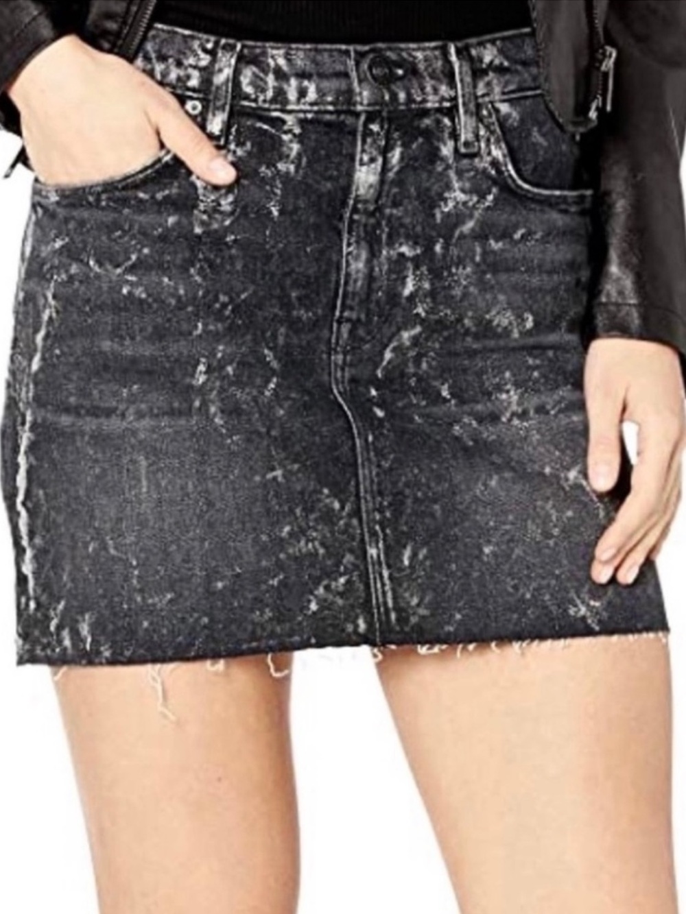 HUDSON JEANS METALLIC DENIM SKIRT